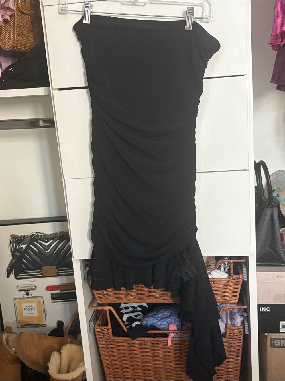 Laundry By Shelli Segal Black strapless Ruched High-Low fairy hem Dress